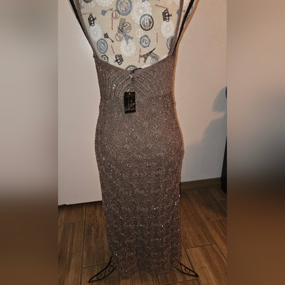 Elegant Brown Lace Dress - Picture 2 of 4